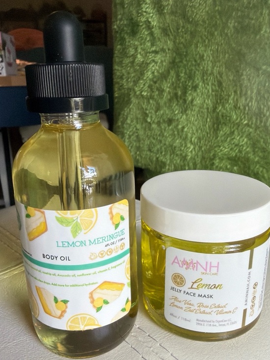 Aminnah Other - AMINNAH Lemon Meringue Body Oil & Lemon Jelly Face Mask - Yellow